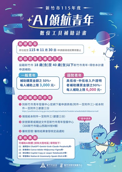 115年度AI領航青年數位工具補助計畫