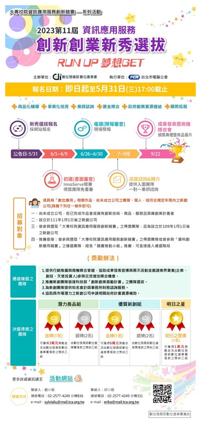 2023第十一屆資訊應用服務創新創業新秀選拔文宣